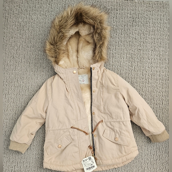 **SOLD**NWT Zara BabyGirl Jacket with Fur Size 2T/3T - Picture 1 of 5